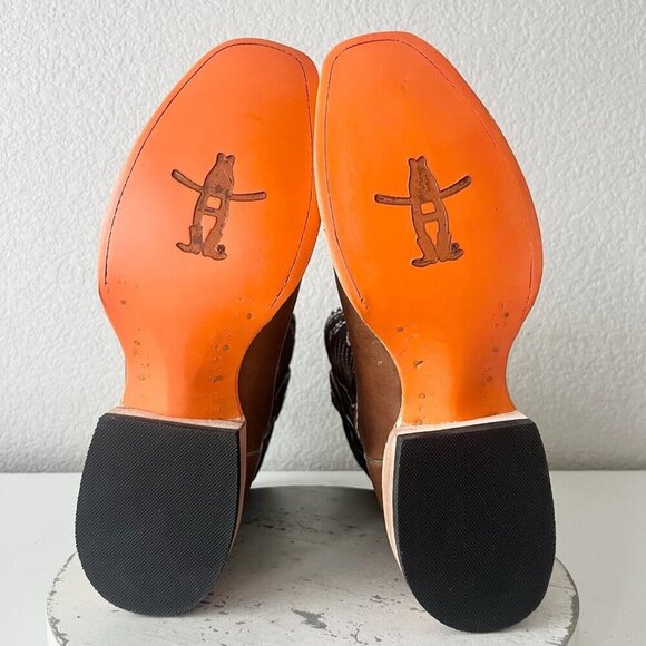 Lane RODEO HOUSTON Mens Cowboy Boots Size 11 Brown Leather Western Blunt Toe - Picture 9 of 12